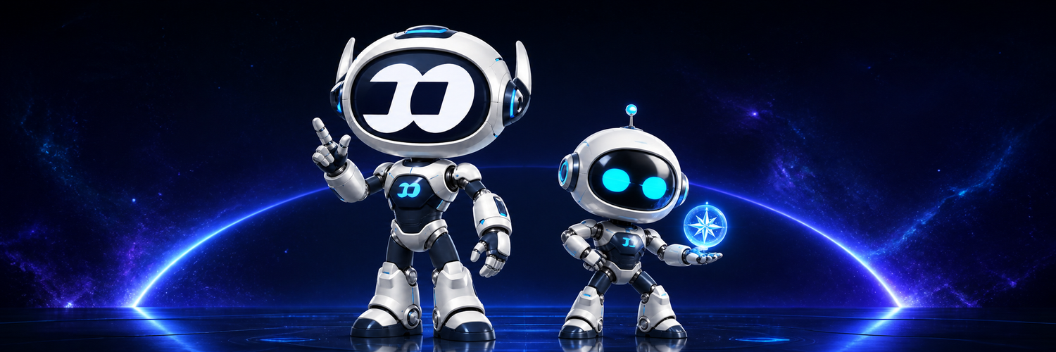 ROBO FOMO robots in a blue cosmic scene